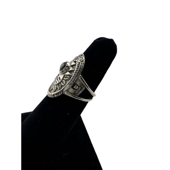 Vintage Sterling Silver 925 Stone Ring Unisex Artisan Design - Picture 4 of 11